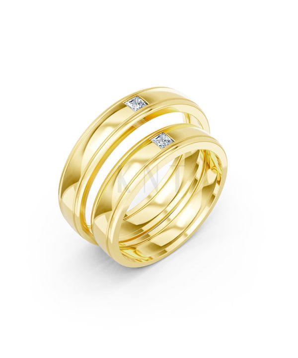 Nhẫn cưới E71 thiết kế vàng trơn thanh lịch, tối giản màu Vàng Gold thiết kế tinh tế, sang trọng