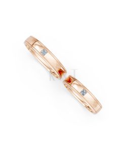 Nhẫn cưới E71 thiết kế vàng trơn thanh lịch, tối giản màu vàng hồng Rose Gold vàng đẹp, họa tiết hình học, độc đáo