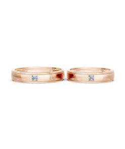 Nhẫn cưới E71 thiết kế vàng trơn thanh lịch, tối giản màu vàng hồng Rose Gold thiết kế đối xứng, phong cách, ấn tượng