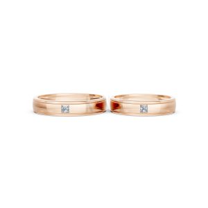 Nhẫn cưới E71 thiết kế vàng trơn thanh lịch, tối giản màu vàng hồng Rose Gold thiết kế đối xứng, phong cách, ấn tượng