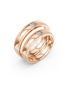 Nhẫn cưới E71 thiết kế vàng trơn thanh lịch, tối giản màu vàng hồng Rose Gold họa tiết ấn tượng, cá tính
