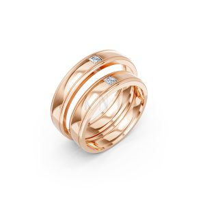 Nhẫn cưới E71 thiết kế vàng trơn thanh lịch, tối giản màu vàng hồng Rose Gold họa tiết ấn tượng, cá tính