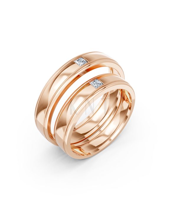Nhẫn cưới E71 thiết kế vàng trơn thanh lịch, tối giản màu vàng hồng Rose Gold họa tiết ấn tượng, cá tính