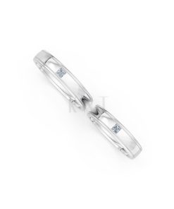 Nhẫn cưới E71 thiết kế vàng trơn thanh lịch, tối giản màu vàng trắng White Gold kiểu dáng cá tính, hiện đại
