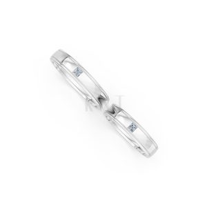 Nhẫn cưới E71 thiết kế vàng trơn thanh lịch, tối giản màu vàng trắng White Gold kiểu dáng cá tính, hiện đại