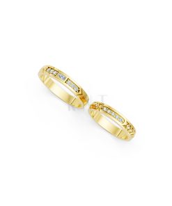 Nhẫn cưới E809 thiết kế sang trọng, đính đá lấp lánh màu Vàng Gold vàng 10K/14K/18K/607 đính đá nhỏ, thanh lịch