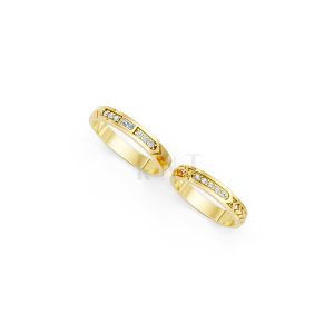 Nhẫn cưới E809 thiết kế sang trọng, đính đá lấp lánh màu Vàng Gold vàng 10K/14K/18K/607 đính đá nhỏ, thanh lịch