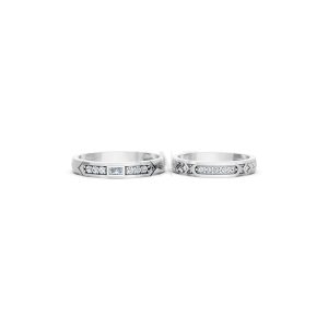 Nhẫn cưới E809 thiết kế sang trọng, đính đá lấp lánh màu vàng trắng White Gold kiểu dáng cá tính, hiện đại