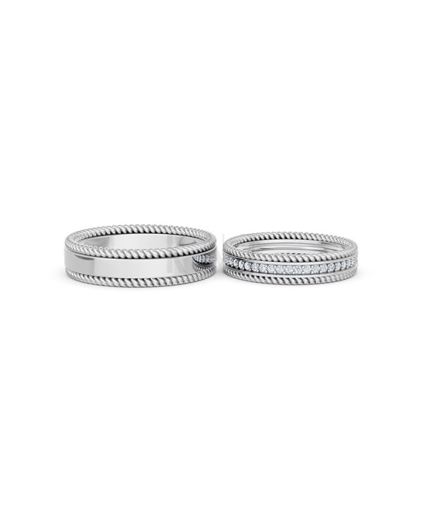 Nhẫn cưới E812 màu vàng trắng White Gold vàng sáng bóng, thiết kế trẻ trung