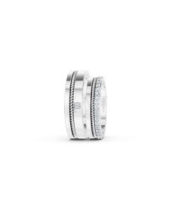 Nhẫn cưới E813 đính đá tinh xảo, thiết kế hiện đại màu vàng trắng White Gold vàng sáng bóng, thiết kế trẻ trung