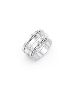 Nhẫn cưới E813 đính đá tinh xảo, thiết kế hiện đại màu vàng trắng White Gold kiểu dáng hiện đại, nổi bật