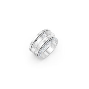 Nhẫn cưới E813 đính đá tinh xảo, thiết kế hiện đại màu vàng trắng White Gold kiểu dáng hiện đại, nổi bật