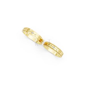 Nhẫn cưới E814 họa tiết mũi tên mạnh mẽ và cá tính màu Vàng Gold vàng 10K/14K/18K/607 đính đá nhỏ, thanh lịch