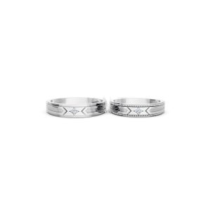 Nhẫn cưới E814 họa tiết mũi tên mạnh mẽ và cá tính màu vàng trắng White Gold vàng sáng bóng, thiết kế trẻ trung