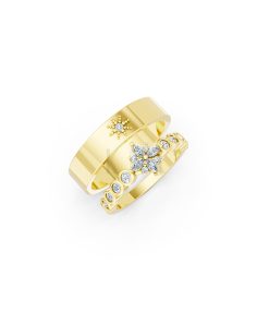 Nhẫn cưới E815 hoạ tiết hình sao độc đáo, phong cách màu Vàng Gold thiết kế tinh tế, sang trọng