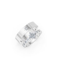 Nhẫn cưới E815 hoạ tiết hình sao độc đáo, phong cách màu vàng trắng White Gold kiểu dáng hiện đại, nổi bật