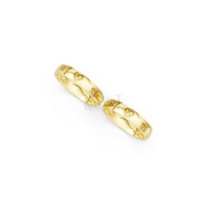 Nhẫn cưới E820 phong cách tối giản, họa tiết trái tim màu Vàng Gold vàng 10K/14K/18K/607 đính đá nhỏ, thanh lịch