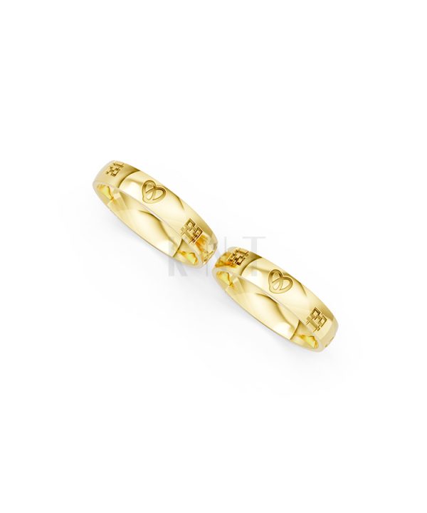 Nhẫn cưới E820 phong cách tối giản, họa tiết trái tim màu Vàng Gold vàng 10K/14K/18K/607 đính đá nhỏ, thanh lịch