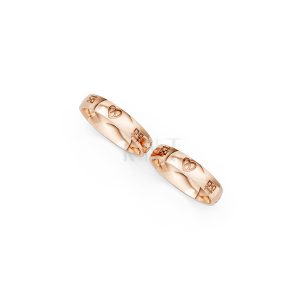Nhẫn cưới E820 phong cách tối giản, họa tiết trái tim màu vàng hồng Rose Gold vàng đẹp, họa tiết hình học, độc đáo