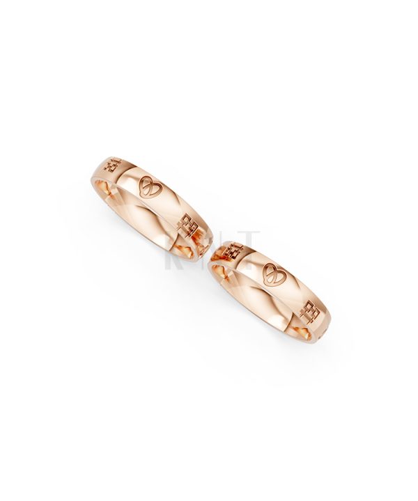 Nhẫn cưới E820 phong cách tối giản, họa tiết trái tim màu vàng hồng Rose Gold vàng đẹp, họa tiết hình học, độc đáo
