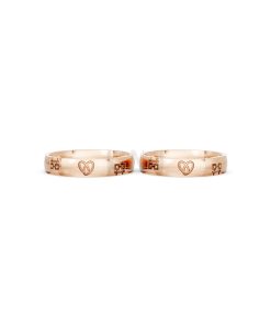 Nhẫn cưới E820 phong cách tối giản, họa tiết trái tim màu vàng hồng Rose Gold cặp đôi, phong cách trẻ trung, nổi bật