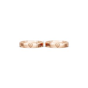 Nhẫn cưới E820 phong cách tối giản, họa tiết trái tim màu vàng hồng Rose Gold cặp đôi, phong cách trẻ trung, nổi bật