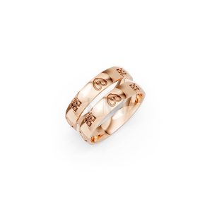 Nhẫn cưới E820 phong cách tối giản, họa tiết trái tim màu vàng hồng Rose Gold họa tiết ấn tượng, cá tính