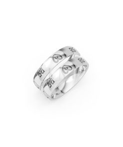 Nhẫn cưới E820 phong cách tối giản, họa tiết trái tim màu vàng trắng White Gold kiểu dáng hiện đại, nổi bật