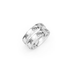 Nhẫn cưới E820 phong cách tối giản, họa tiết trái tim màu vàng trắng White Gold kiểu dáng hiện đại, nổi bật