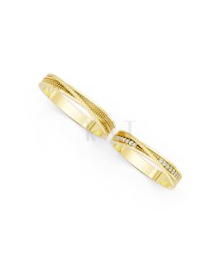 Nhẫn cưới E824 phong cách tinh tế, đá quý lấp lánh màu Vàng Gold đính đá trắng, thiết kế phá cách, sang trọng