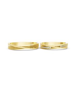 Nhẫn cưới E824 phong cách tinh tế, đá quý lấp lánh màu Vàng Gold vàng 10K/14K/18K/607 đính đá nhỏ, thanh lịch