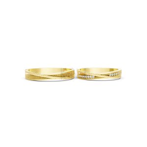 Nhẫn cưới E824 phong cách tinh tế, đá quý lấp lánh màu Vàng Gold vàng 10K/14K/18K/607 đính đá nhỏ, thanh lịch