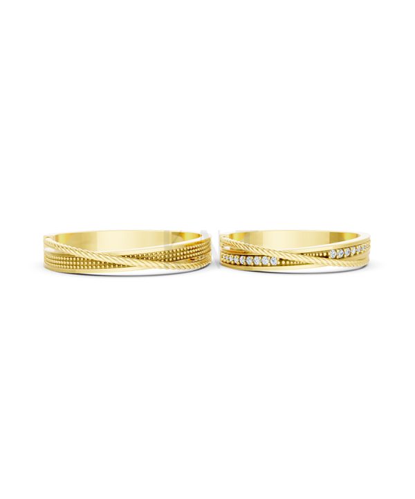 Nhẫn cưới E824 phong cách tinh tế, đá quý lấp lánh màu Vàng Gold vàng 10K/14K/18K/607 đính đá nhỏ, thanh lịch