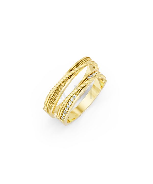 Nhẫn cưới E824 phong cách tinh tế, đá quý lấp lánh màu Vàng Gold thiết kế tinh tế, sang trọng