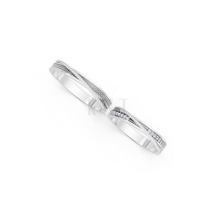 Nhẫn cưới E824 phong cách tinh tế, đá quý lấp lánh màu vàng trắng White Gold vàng sáng, đường nét sắc sảo, tinh tế