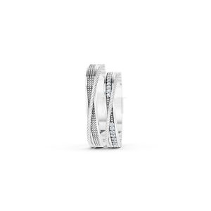 Nhẫn cưới E824 phong cách tinh tế, đá quý lấp lánh màu vàng trắng White Gold vàng sáng bóng, thiết kế trẻ trung