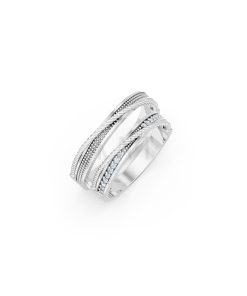 Nhẫn cưới E824 phong cách tinh tế, đá quý lấp lánh màu vàng trắng White Gold kiểu dáng hiện đại, nổi bật