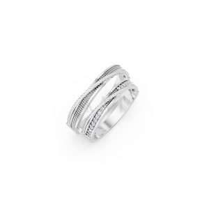 Nhẫn cưới E824 phong cách tinh tế, đá quý lấp lánh màu vàng trắng White Gold kiểu dáng hiện đại, nổi bật