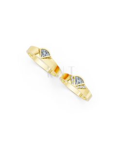 Nhẫn cưới E825 thiết kế hình kim cương dộc đáo, hiện đại màu Vàng Gold vàng 10K/14K/18K/607 đính đá nhỏ, thanh lịch