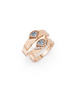 Nhẫn cưới E825 thiết kế hình kim cương dộc đáo, hiện đại màu vàng hồng Rose Gold họa tiết ấn tượng, cá tính