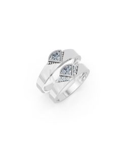 Nhẫn cưới E825 thiết kế hình kim cương dộc đáo, hiện đại màu vàng trắng White Gold kiểu dáng hiện đại, nổi bật