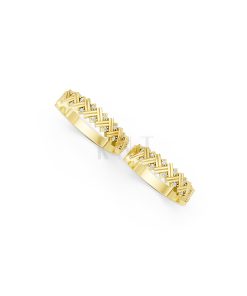 Nhẫn cưới E827 họa tiết đan chéo độc đáo và hiện đại màu Vàng Gold vàng 10K/14K/18K/607 đính đá nhỏ, thanh lịch