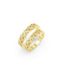 Nhẫn cưới E827 họa tiết đan chéo độc đáo và hiện đại màu Vàng Gold thiết kế tinh tế, sang trọng