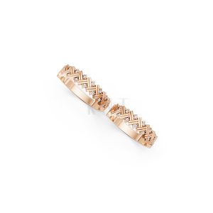 Nhẫn cưới E827 họa tiết đan chéo độc đáo và hiện đại màu vàng hồng Rose Gold cặp đôi, phong cách trẻ trung, nổi bật