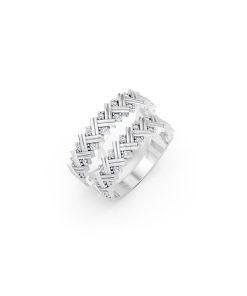 Nhẫn cưới E827 họa tiết đan chéo độc đáo và hiện đại màu vàng trắng White Gold kiểu dáng hiện đại, nổi bật