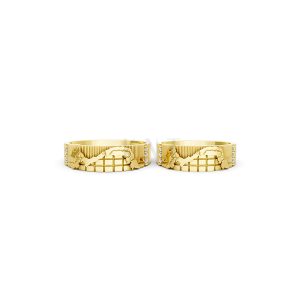Nhẫn cưới E828 họa tiết hình chữ S chế tác tinh xảo màu Vàng Gold vàng 10K/14K/18K/607 đính đá nhỏ, thanh lịch