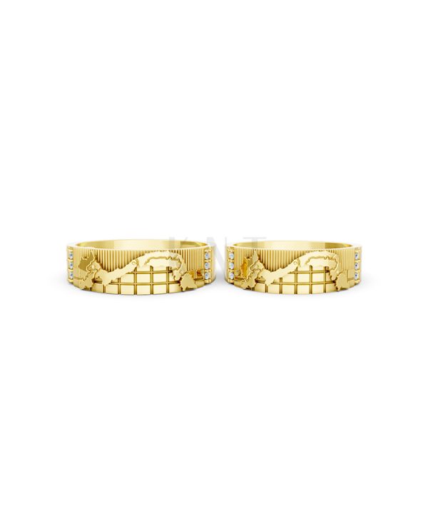 Nhẫn cưới E828 họa tiết hình chữ S chế tác tinh xảo màu Vàng Gold vàng 10K/14K/18K/607 đính đá nhỏ, thanh lịch
