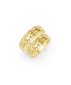 Nhẫn cưới E828 họa tiết hình chữ S chế tác tinh xảo màu Vàng Gold thiết kế tinh tế, sang trọng