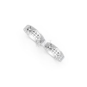 Nhẫn cưới E828 họa tiết hình chữ S chế tác tinh xảo màu vàng trắng White Gold kiểu dáng cá tính, hiện đại