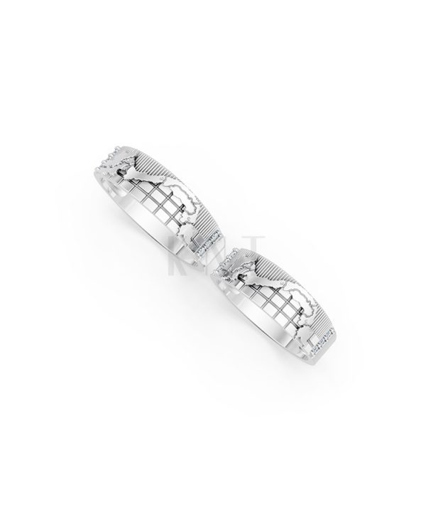 Nhẫn cưới E828 họa tiết hình chữ S chế tác tinh xảo màu vàng trắng White Gold kiểu dáng cá tính, hiện đại